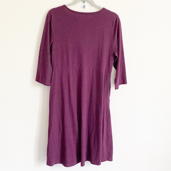Toad & Co. Rozmonde Rosalinda 3/4 Sleeve V-Neckline Purple Organic Dress Large L - Picture 9 of 9